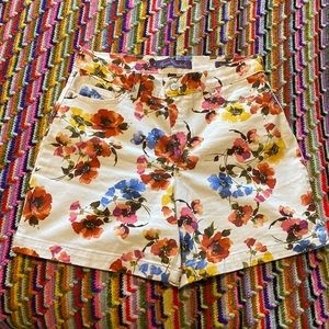 High rise floral denim shorts